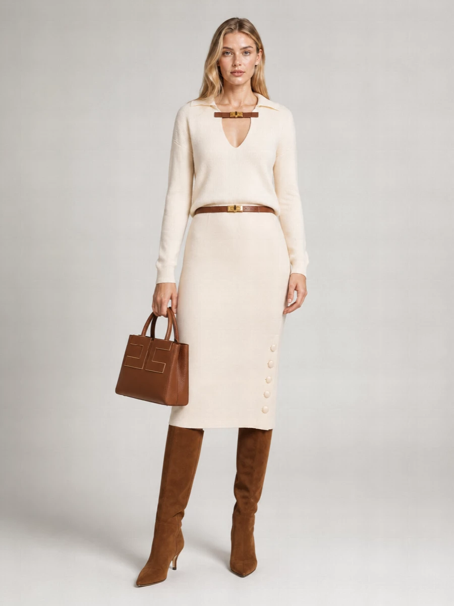 Elisabetta Franchi V-Neck Wool-Blend Sweater