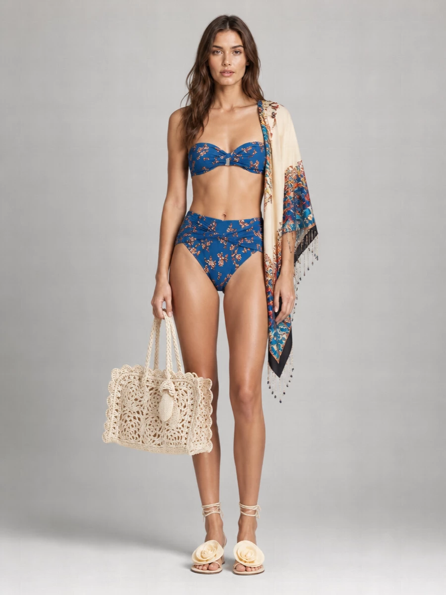 Etro Silk Printed Embellished Triangular Scarf