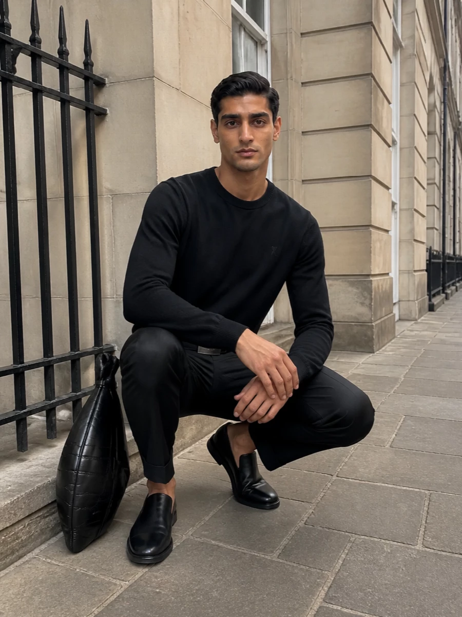 Ami paris black sweater cropped trousers outfit