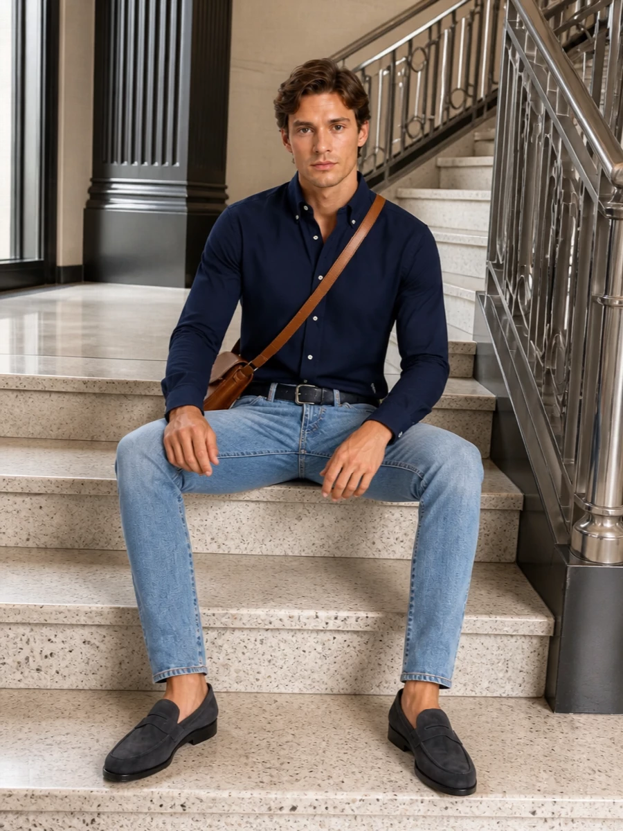 Ralph lauren navy shirt jeans tods loafers