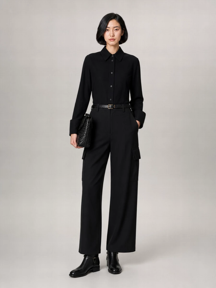 Bottega Veneta Wool Cargo Wide-Leg Trousers