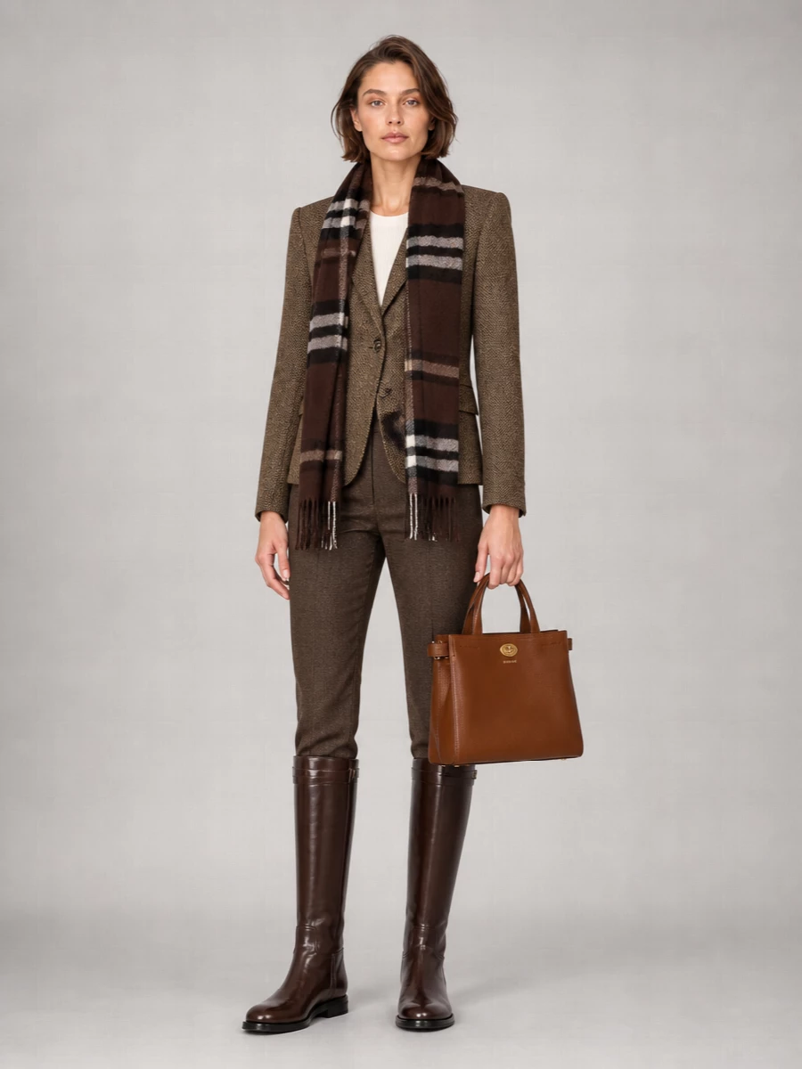 Ralph Lauren Cashmere Linen Herringbone Single-Breasted Blazer