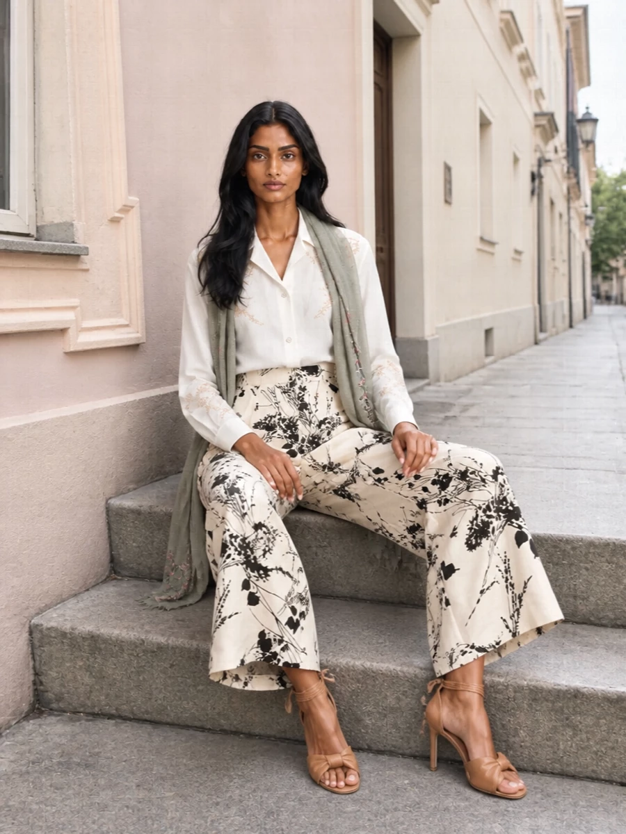 Semicouture floral wide leg trousers outfit