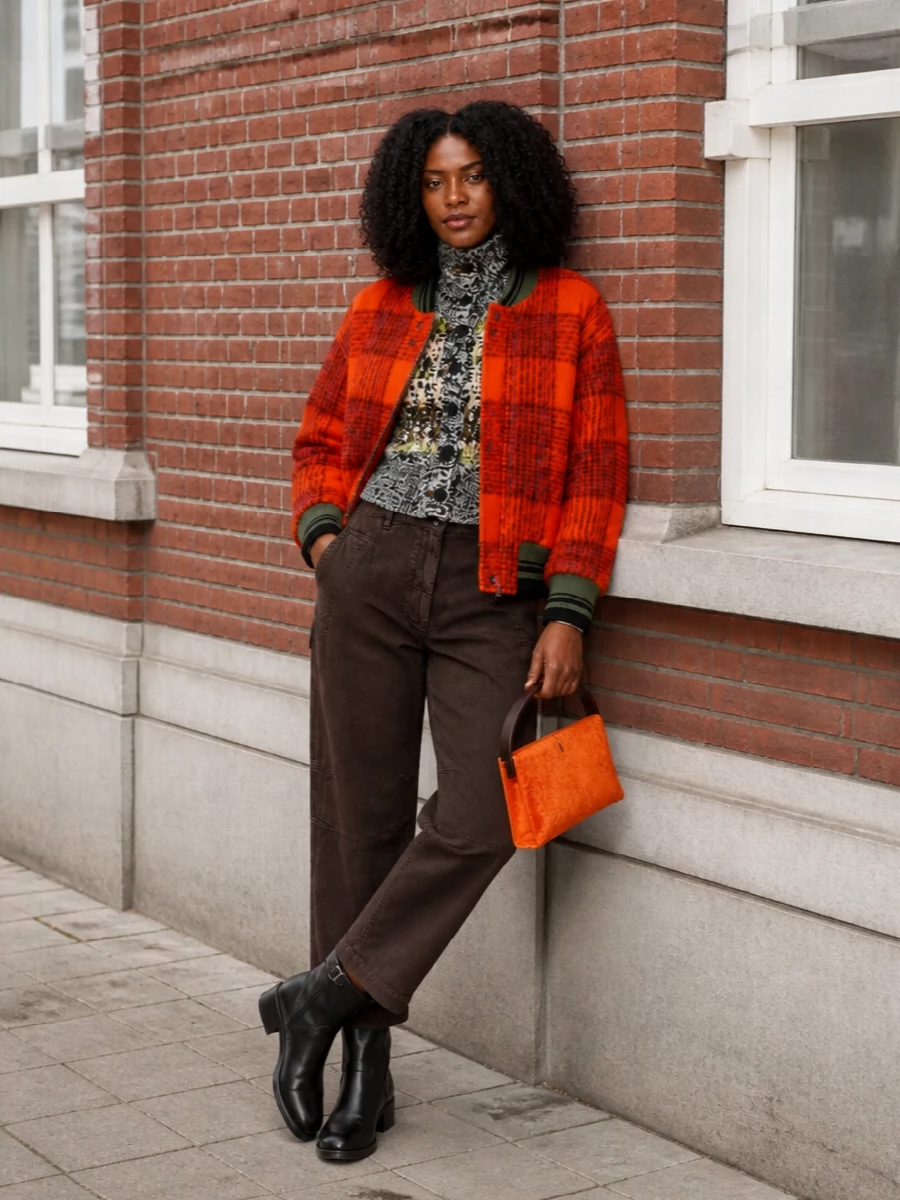 Dries van noten orange bomber brown denim boots