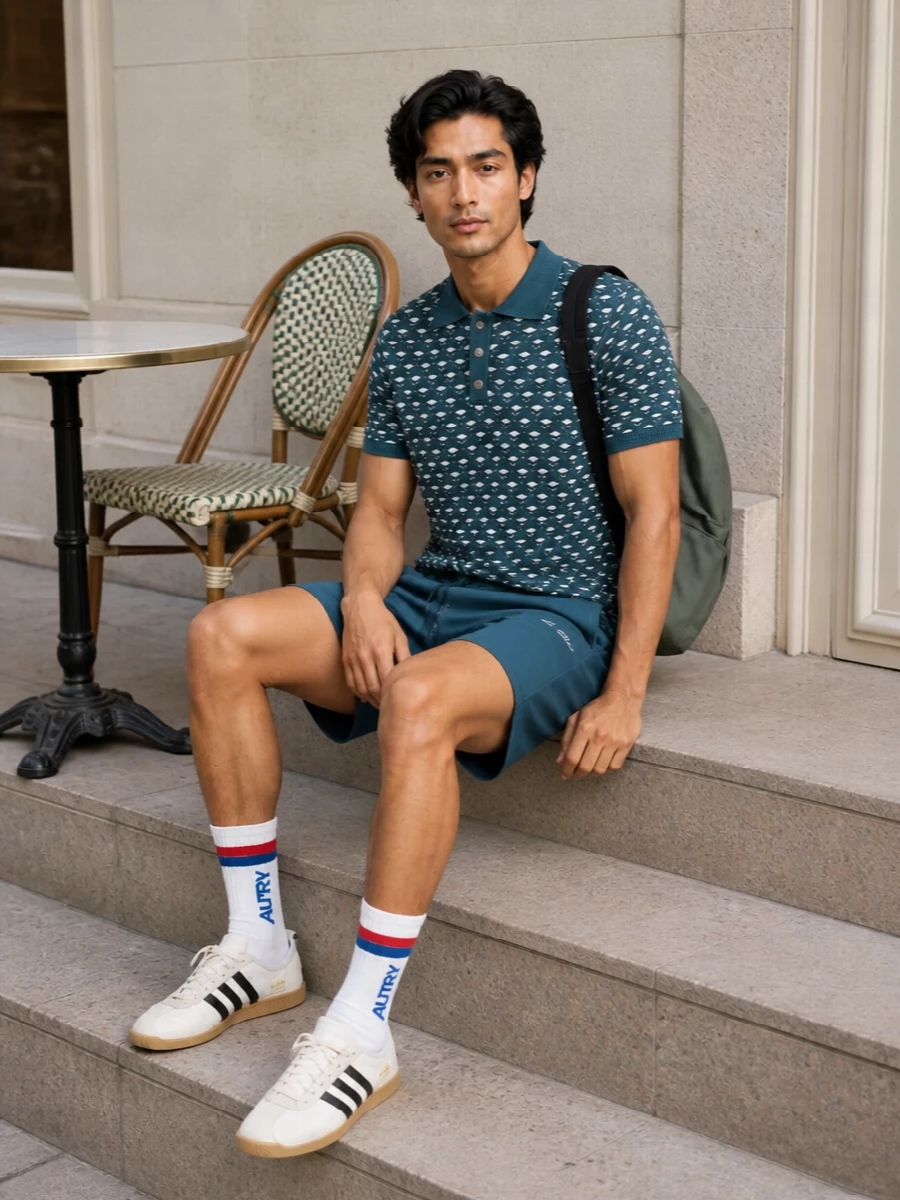 Les deux teal polo track shorts adidas sneakers