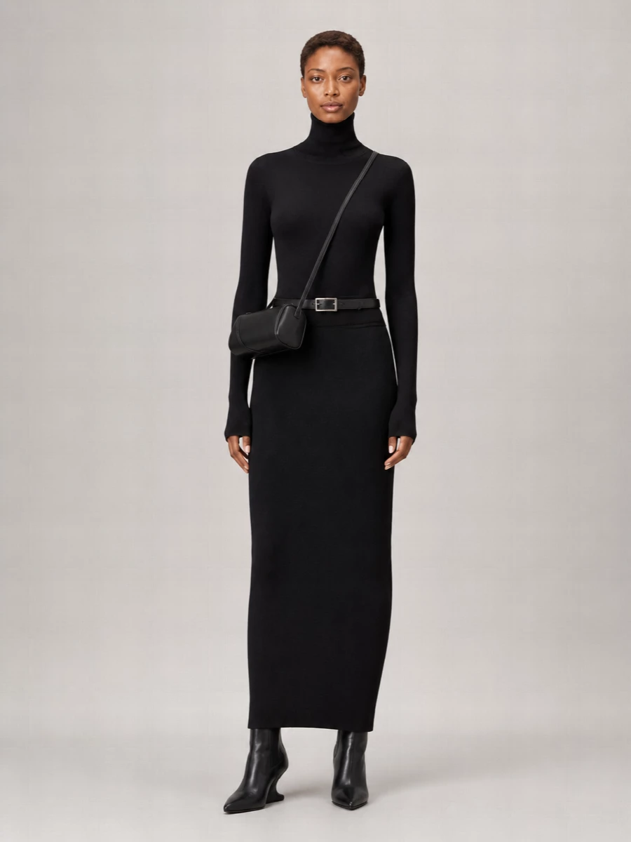 Rick Owens Wool Ribbed-Knit Turtleneck Long-Sleeve Sweater