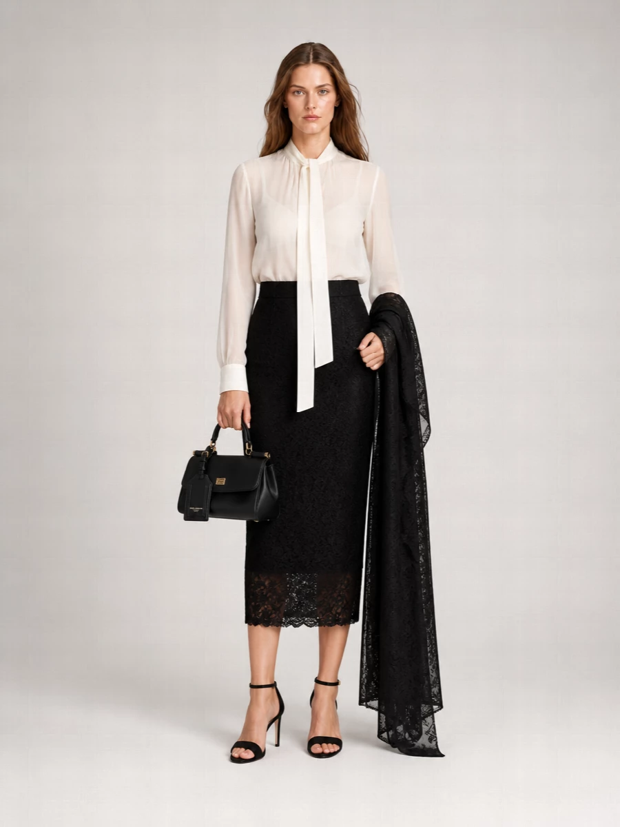 Dolce&Gabbana Silk Bow Long-Sleeve Shirt