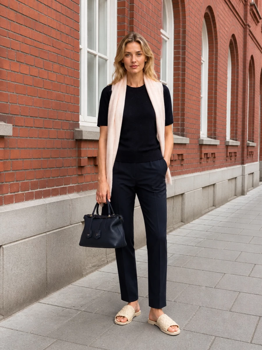 Fabiana filippi navy knit with tailored trousers