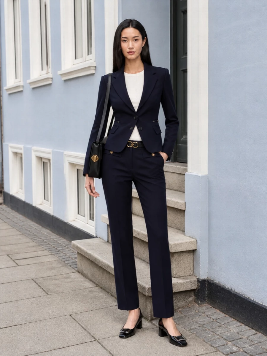 Elisabetta franchi navy blazer trouser suit