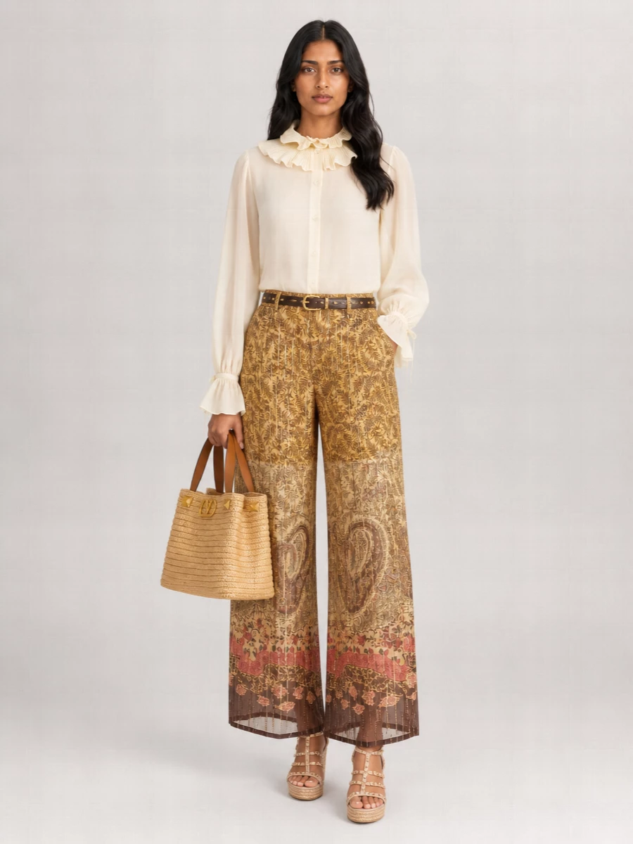 Valentino Garavani Silk Wide-Leg Trousers
