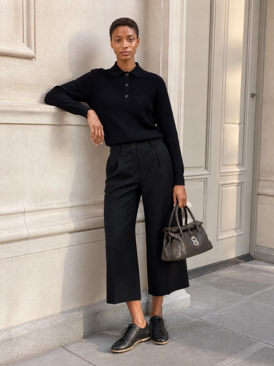 Studio nicholson polo cropped wide leg trousers
