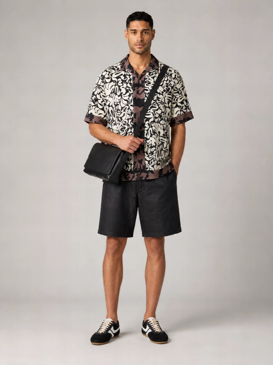 Dries Van Noten Viscose Floral Print Short Sleeve Bowling Shirt