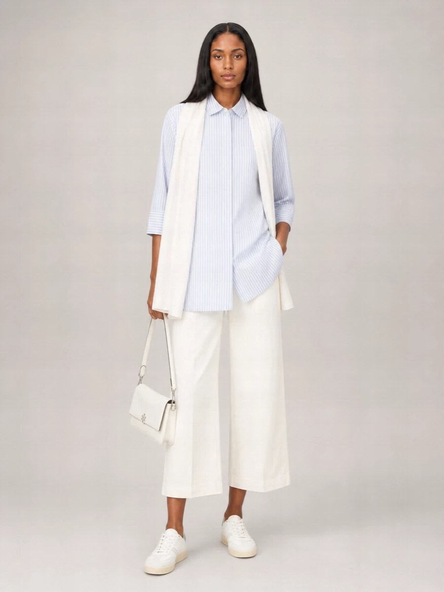 Woolrich Striped Embroidered Cotton Knee-Length Shirt Dress