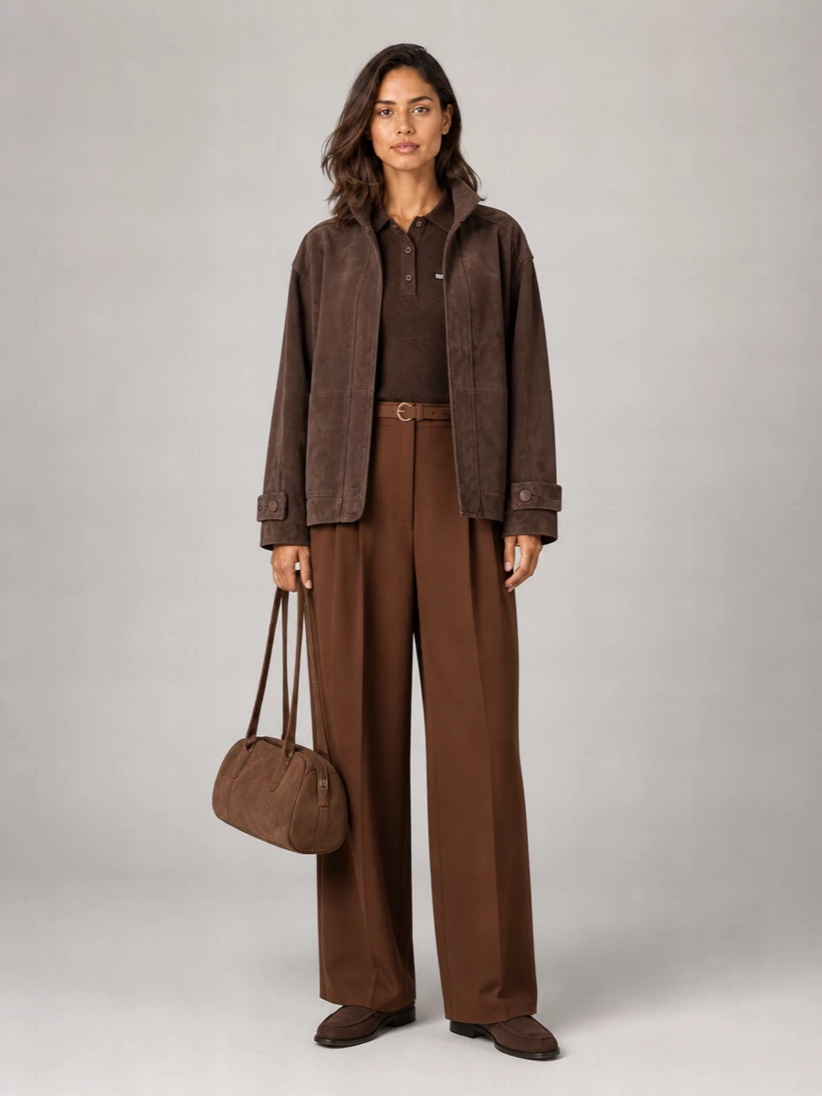 Rotate Leather Oversized Single-Breasted Coat