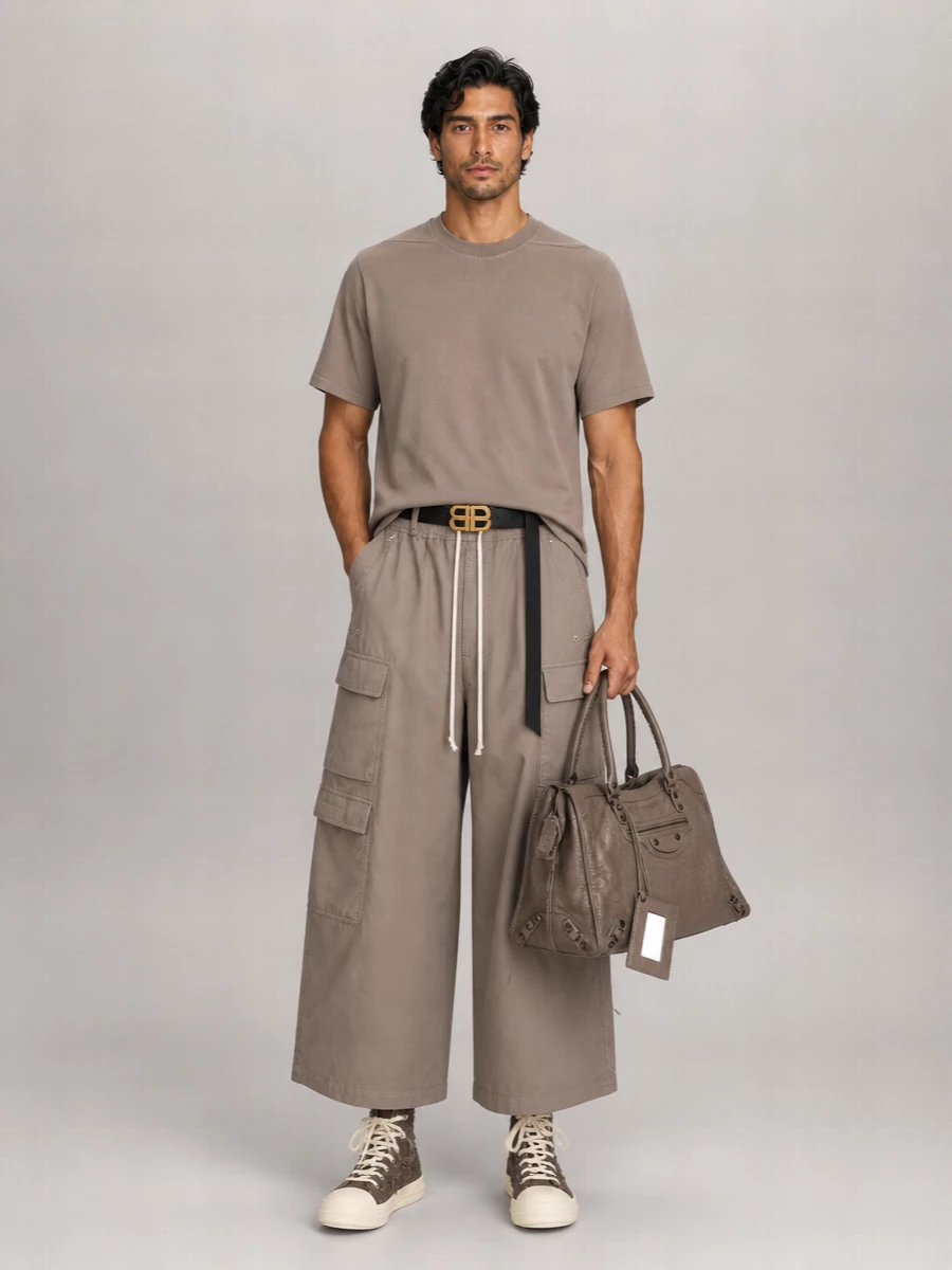 Rick Owens Drkshdw Cotton Wide-Leg Cargo Shorts