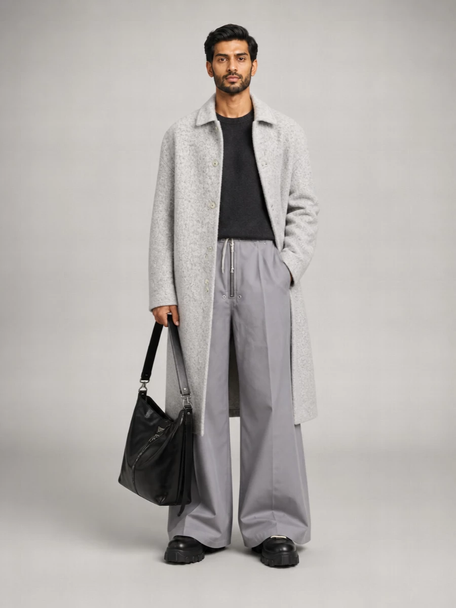 Rick Owens Alpaca Wool Single Breasted Coat