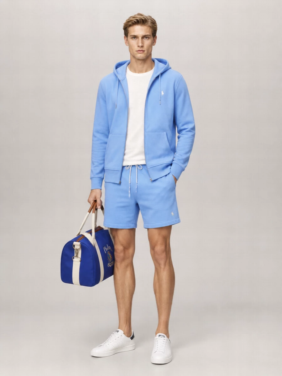 Ralph Lauren Ribbed Trim Hooded Zip Sweatshirt