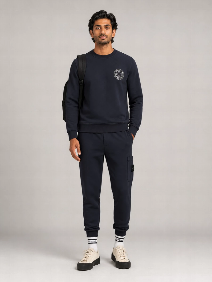 Stone Island Cotton Relaxed-Fit Logo-Print Sweatshirt