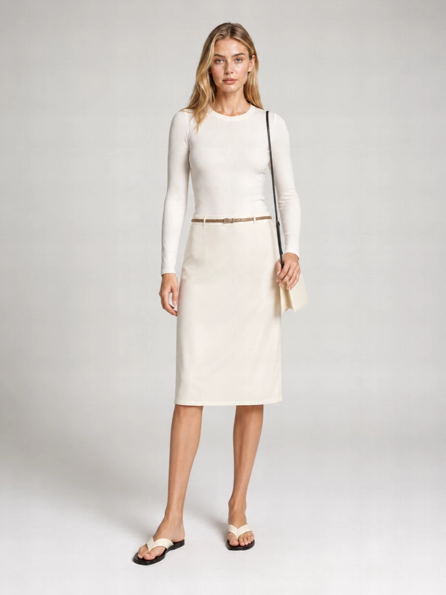 The Row Silk Mid-Rise Midi Skirt