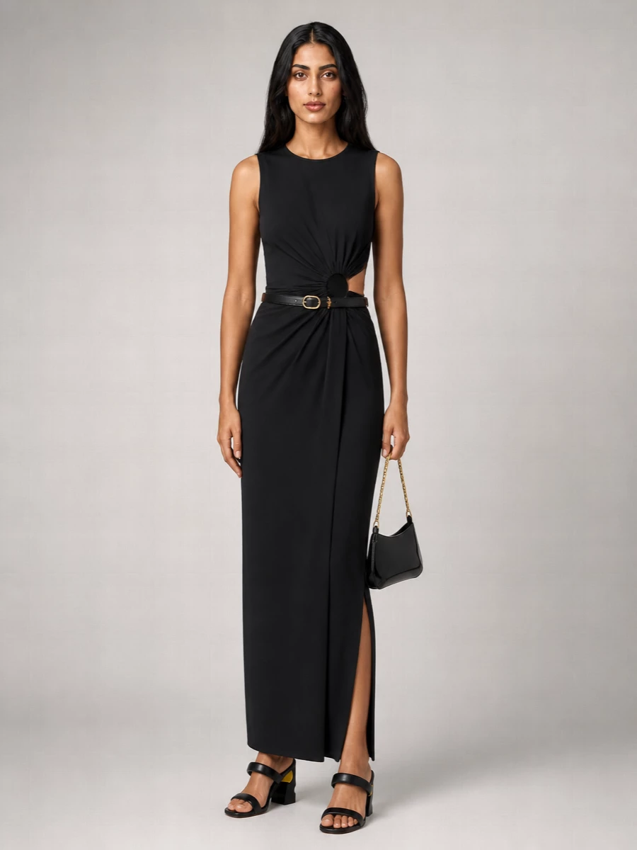 Sportmax Viscose Cutout Sleeveless Maxi Dress