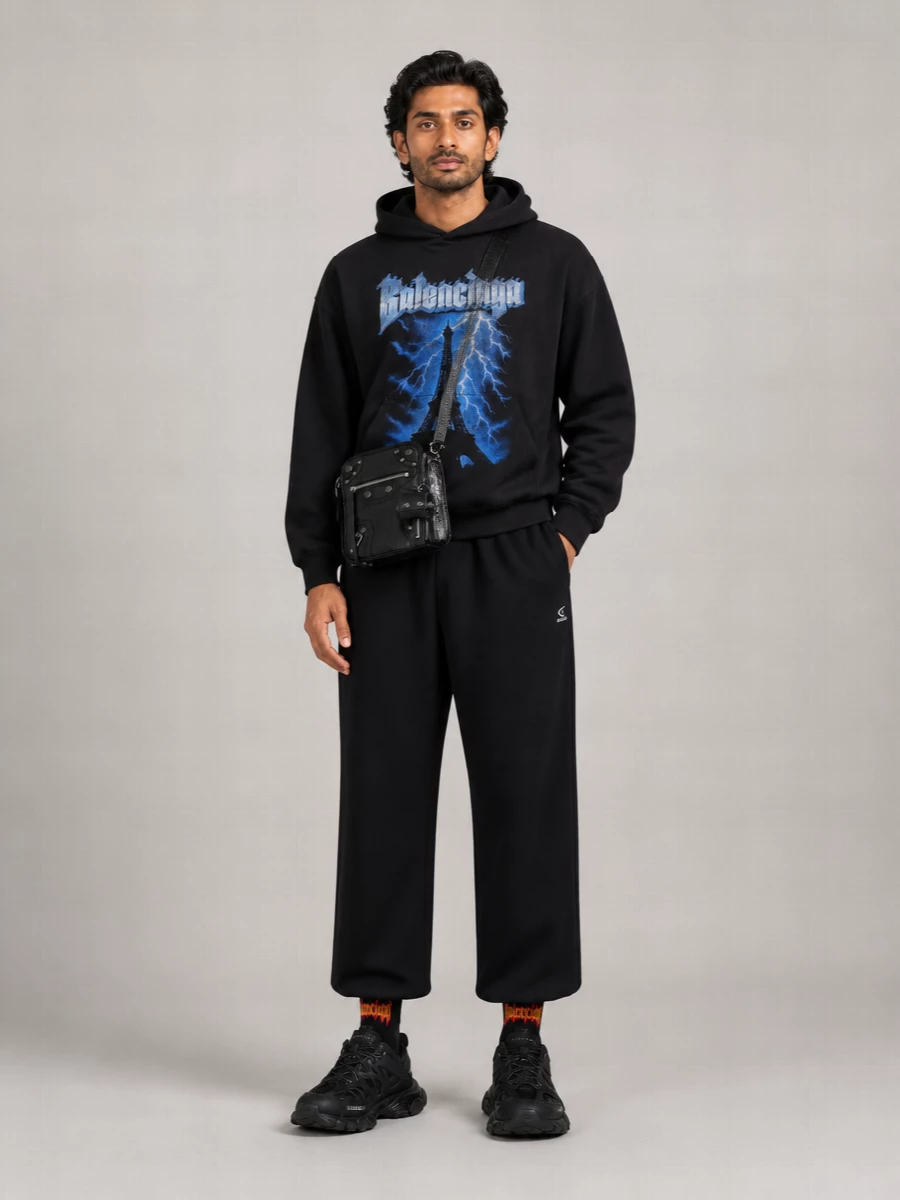 Balenciaga Cotton Relaxed-Fit Logo-Print Hoodie