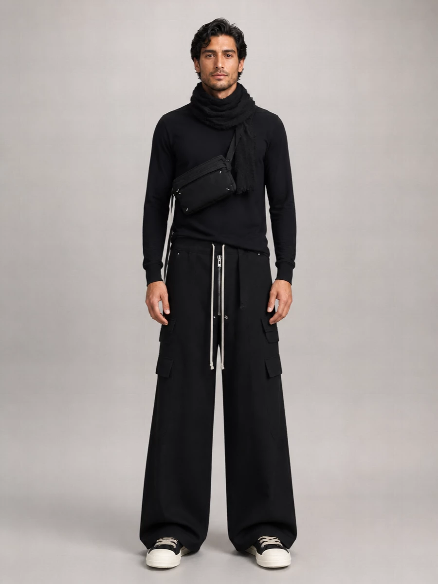 Rick Owens Drkshdw Cotton Wide-Leg Cargo Trousers