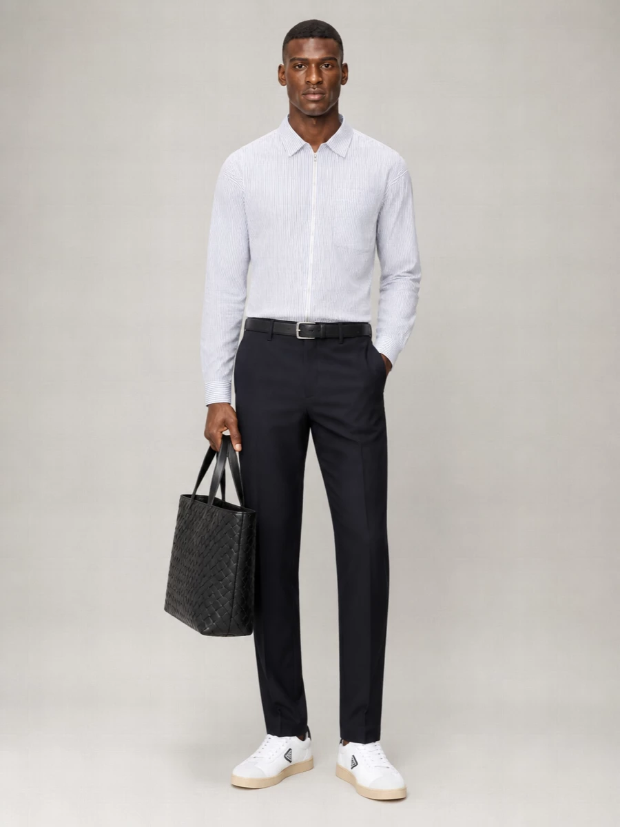 Prada Striped Cotton Long-Sleeve Shirt