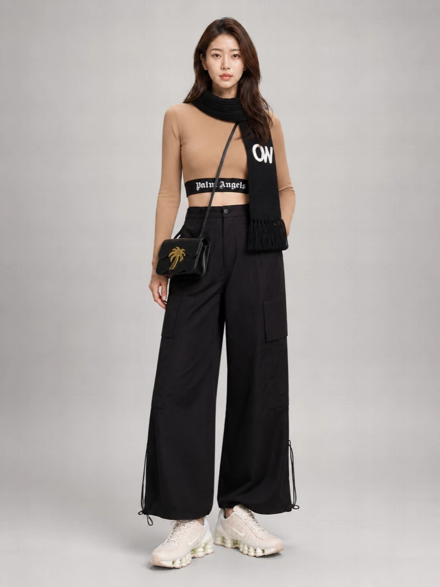 Palm Angels Ribbed Slim-Fit Cropped Funnel-Neck Top