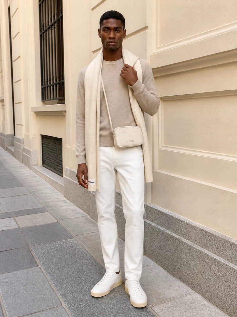 Jacob cohen off white jeans beige knit sneakers