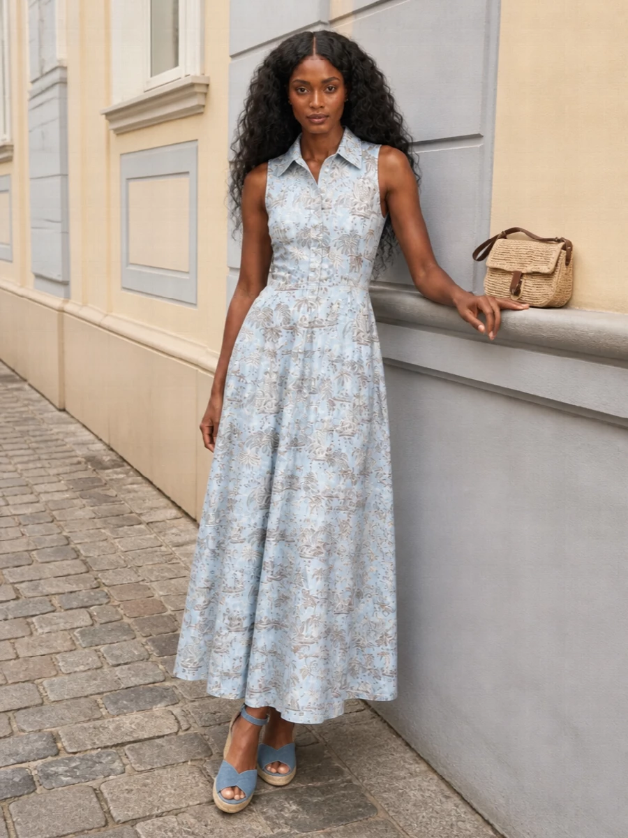 Staud blue toile dress castaner espadrilles