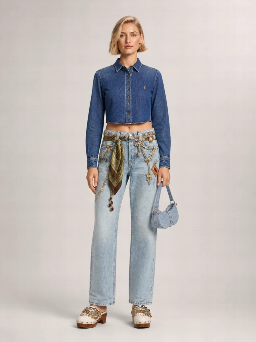 Alexander Mcqueen Denim Mini Shoulder Bag