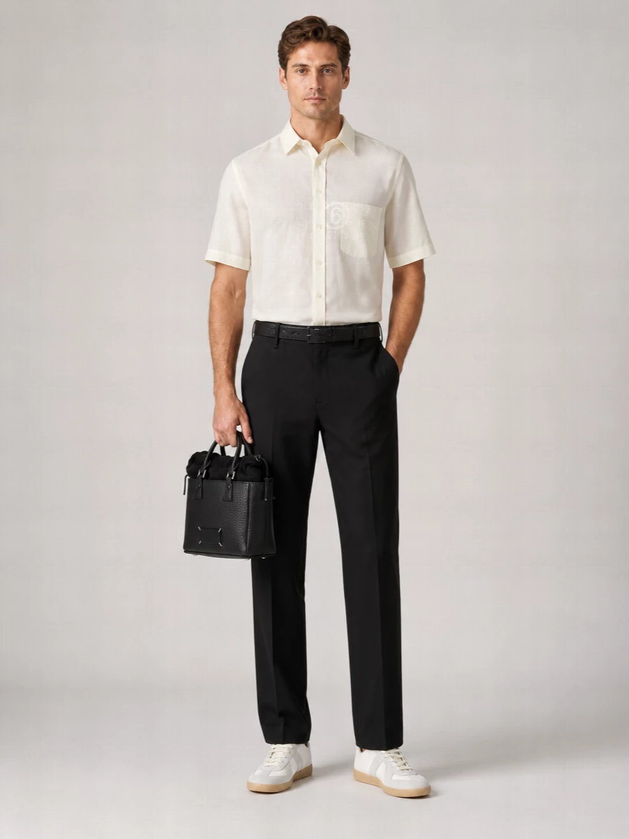Mm6 Maison Margiela Cotton Asymmetric Short-Sleeve Shirt