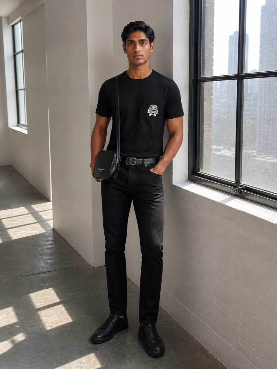 Dolce gabbana black crest t shirt outfit