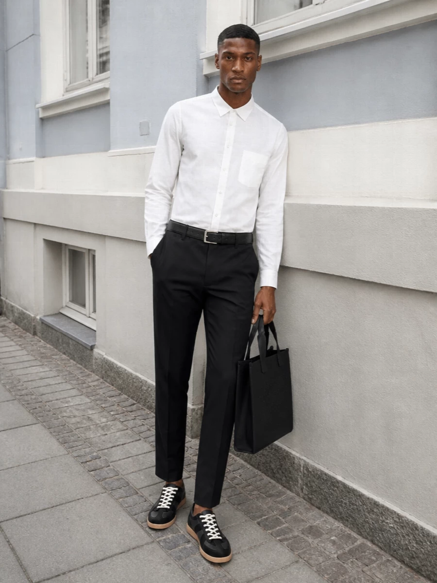 Comme des garcons trouser white shirt margiela sneakers