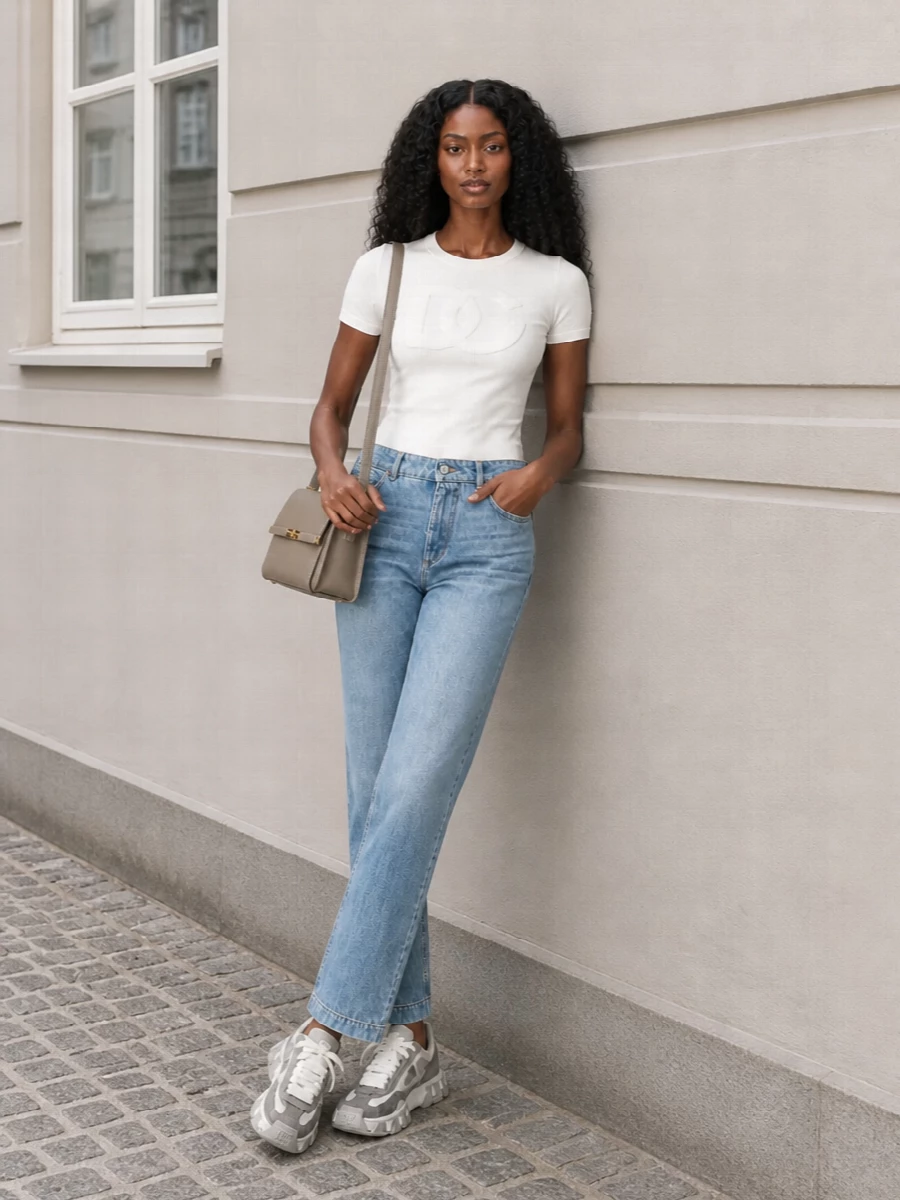 Dolcegabbana sneakers white tee light jeans