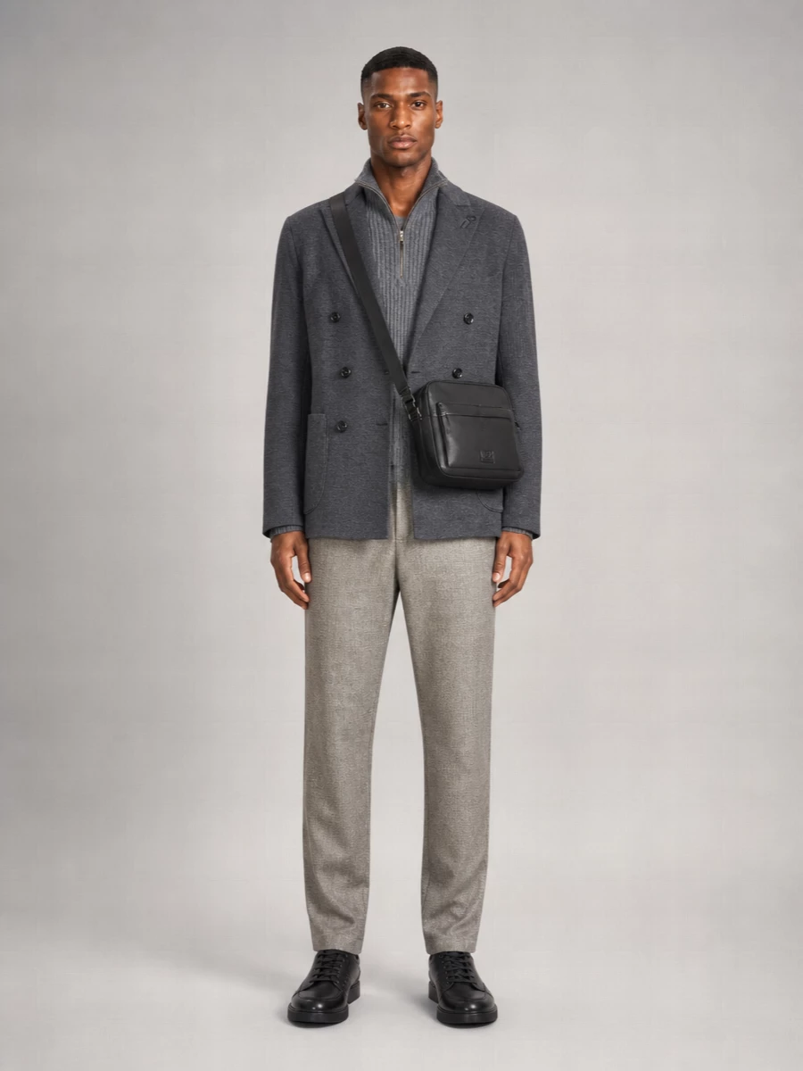 Lardini Wool Double-Breasted Knit Blazer