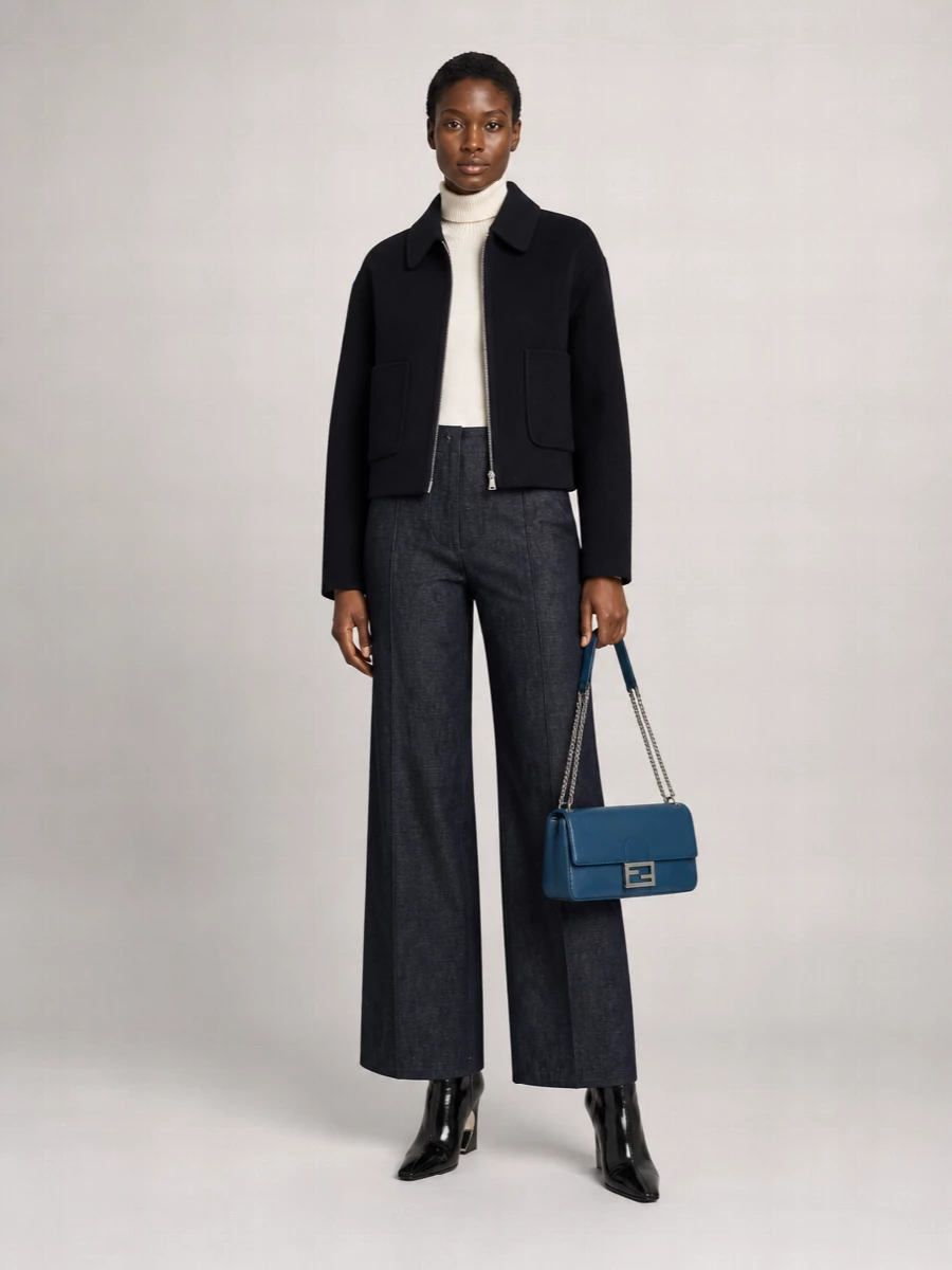 Fendi Wool Silk Single Breasted Blouson Jacket
