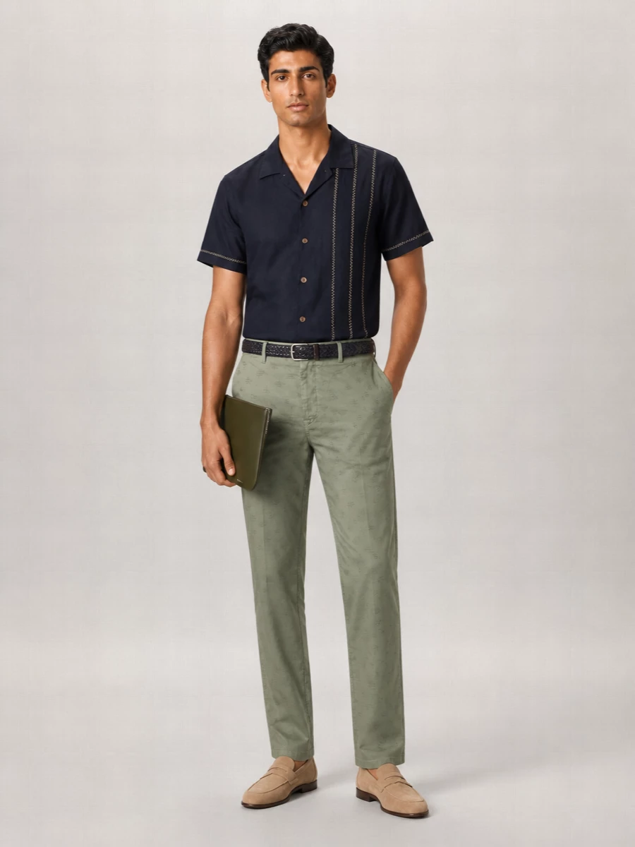 Paul Smith Monogram-Jacquard Straight-Leg Trousers