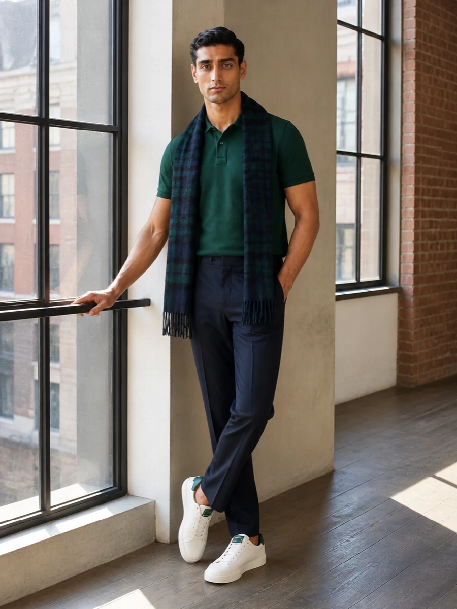 Ami polo navy trousers balmain sneakers