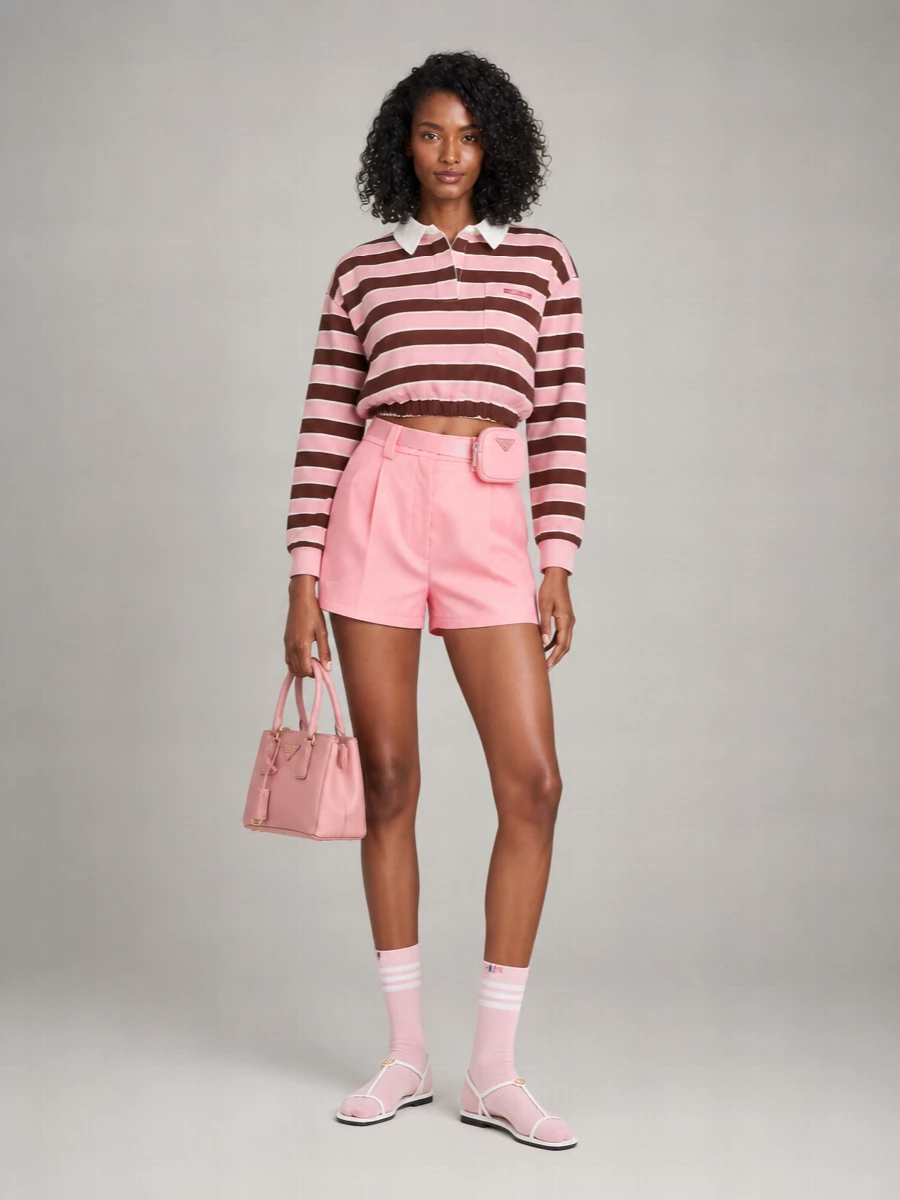 Prada Nylon Pleated Short Shorts