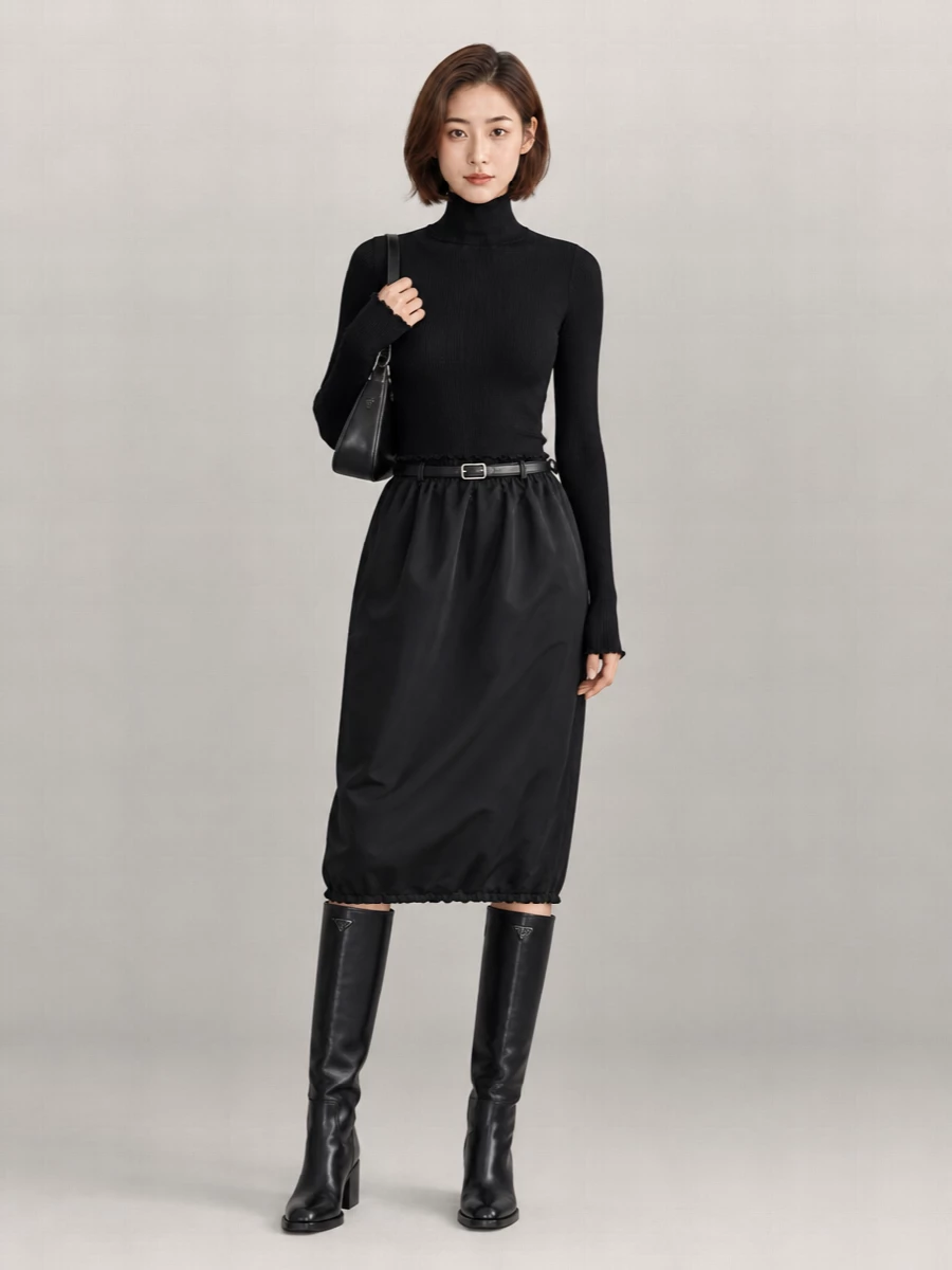 Prada silk satin midi skirt
