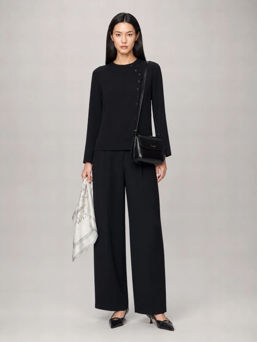 Emporio Armani Long-Sleeve Round-Neck Blouse