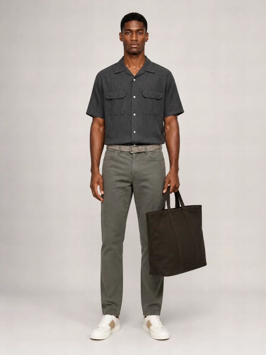 Beams Plus Cotton Linen Straight-Leg Trousers