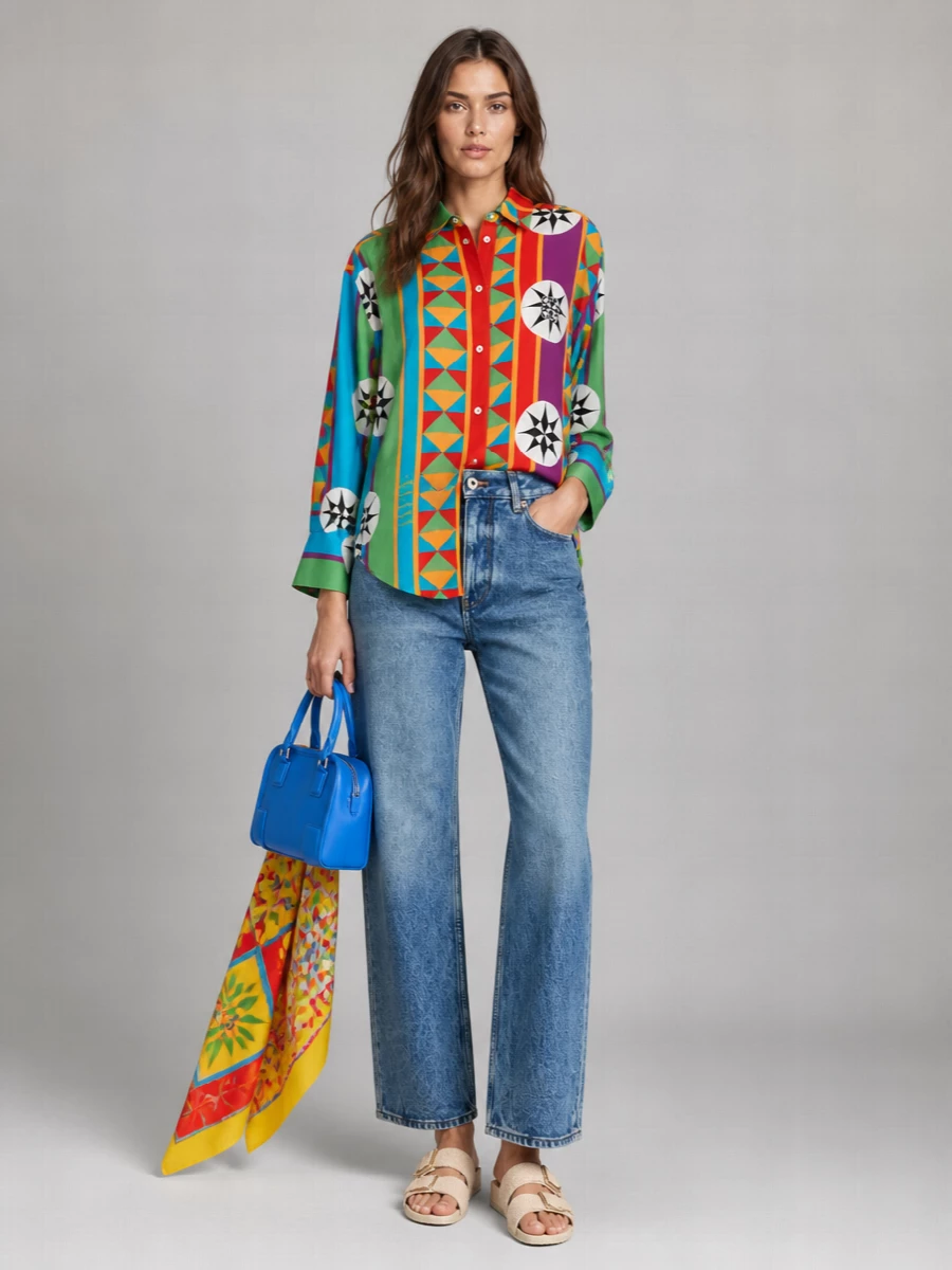Loewe Paula's Ibiza Silk Oversized Printed Shirt