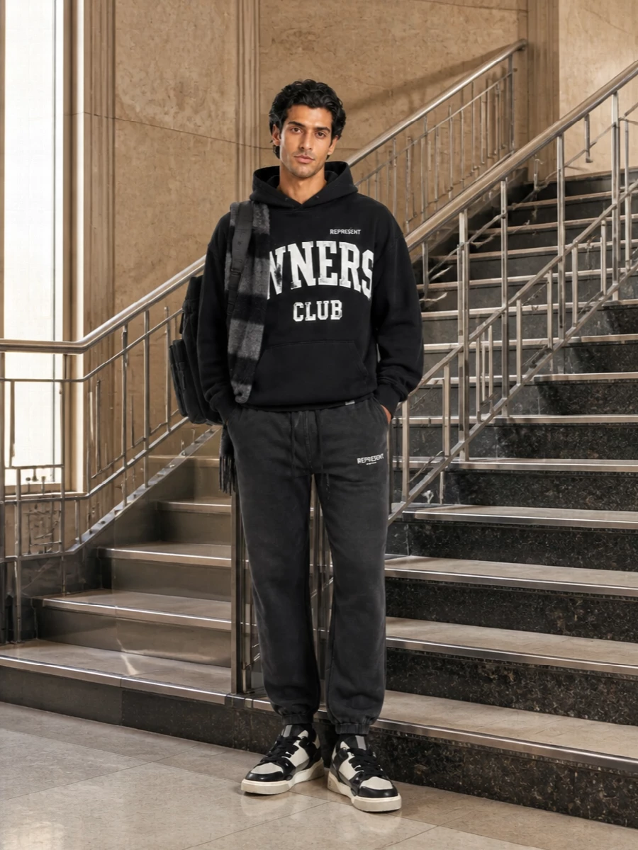 Represent hoodie charcoal joggers sneakers
