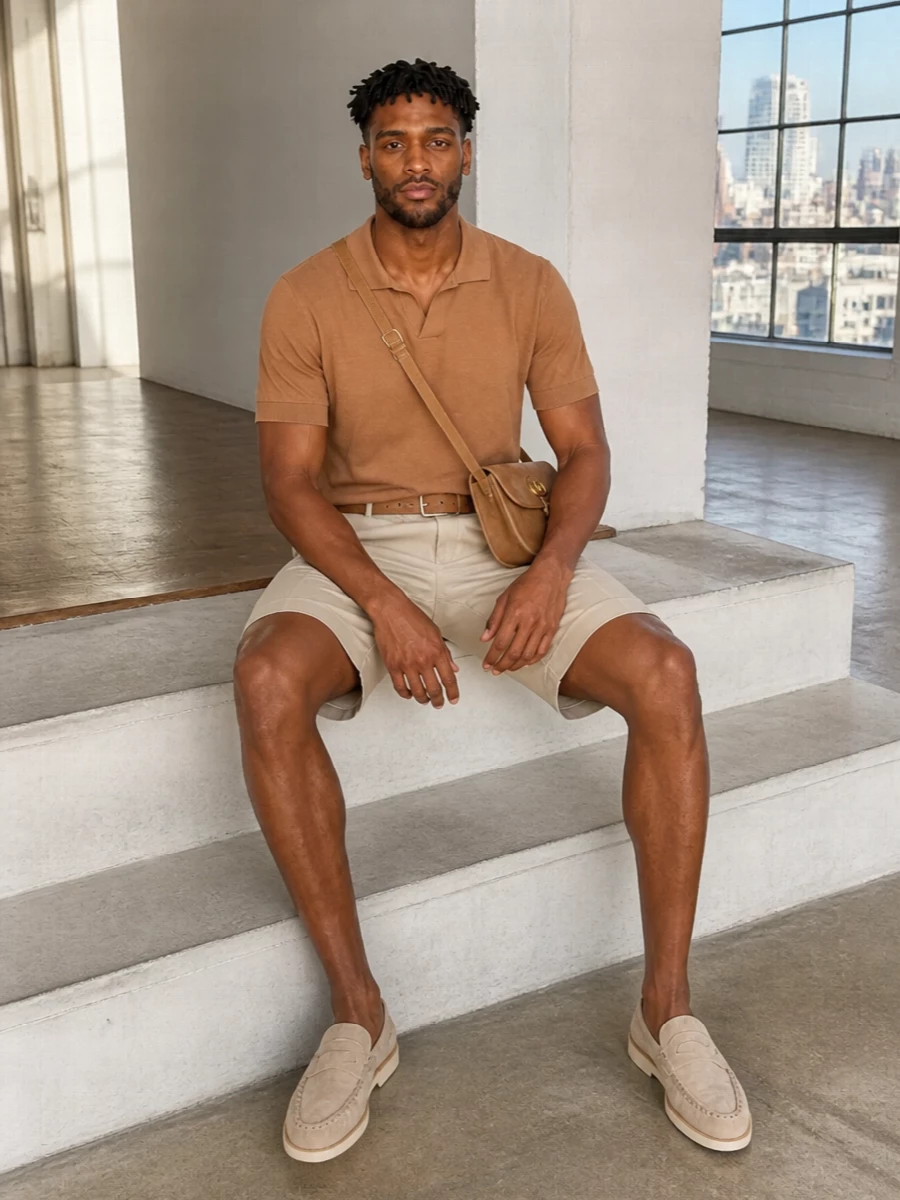 Lardini camel polo ferragamo tailored shorts