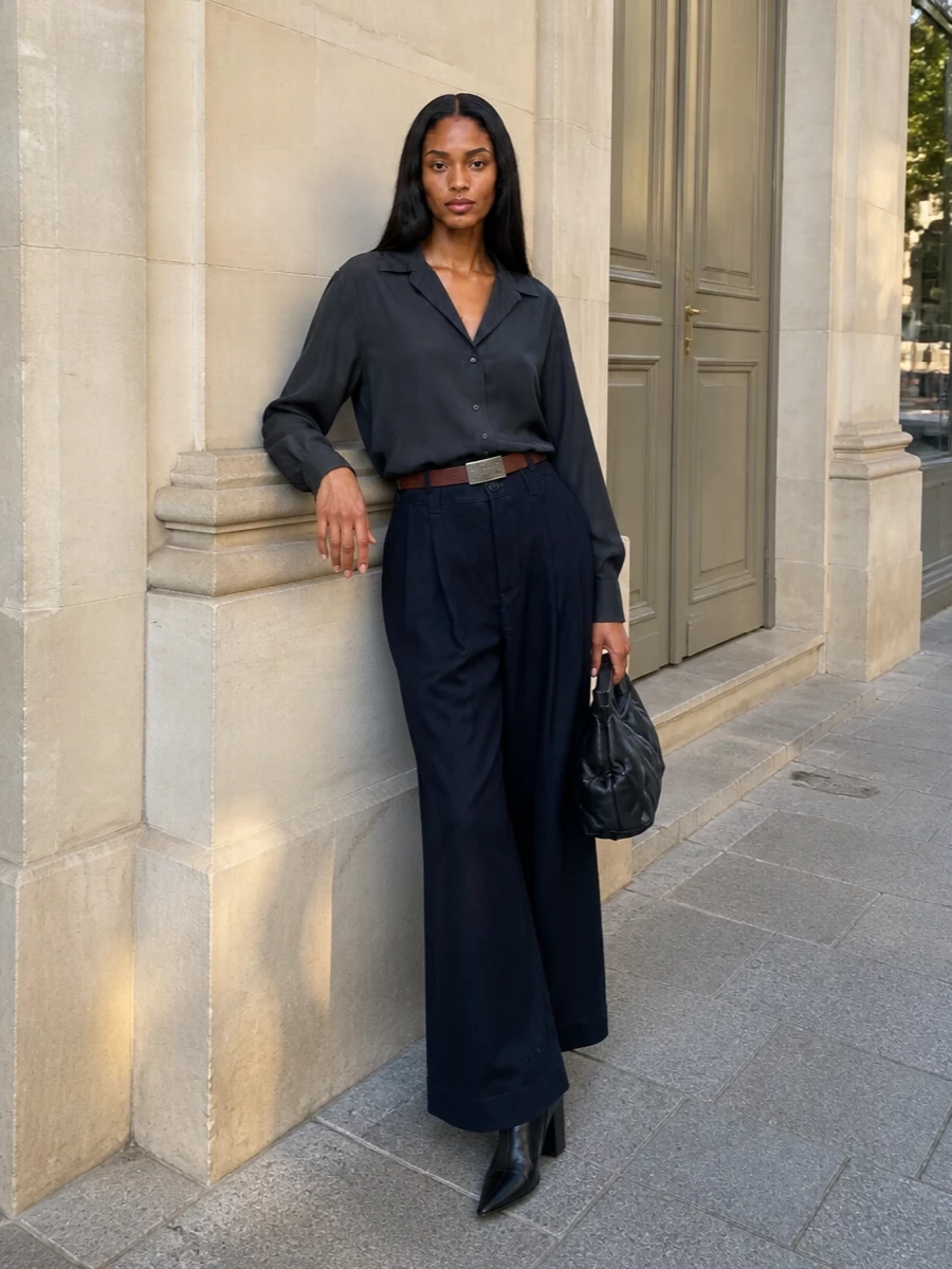 Maison margiela wide leg trousers charcoal shirt