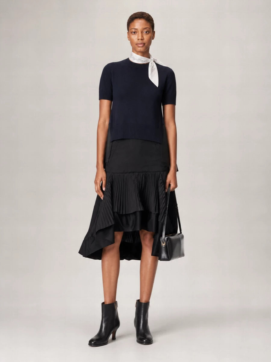 Sacai Patchwork Asymmetric Short-Sleeve Sweatshirt