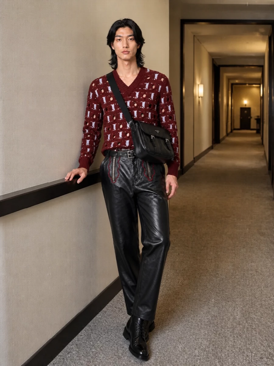 Marni leather trousers margiela boots outfit