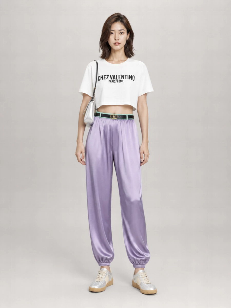 Valentino Silk Wide-Leg Track Pants